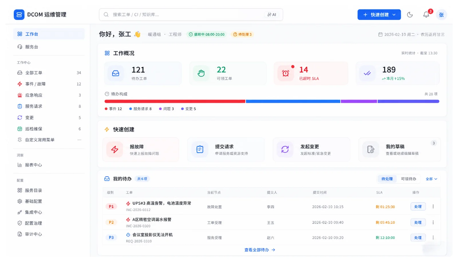 DCOM 运维管理平台产品界面